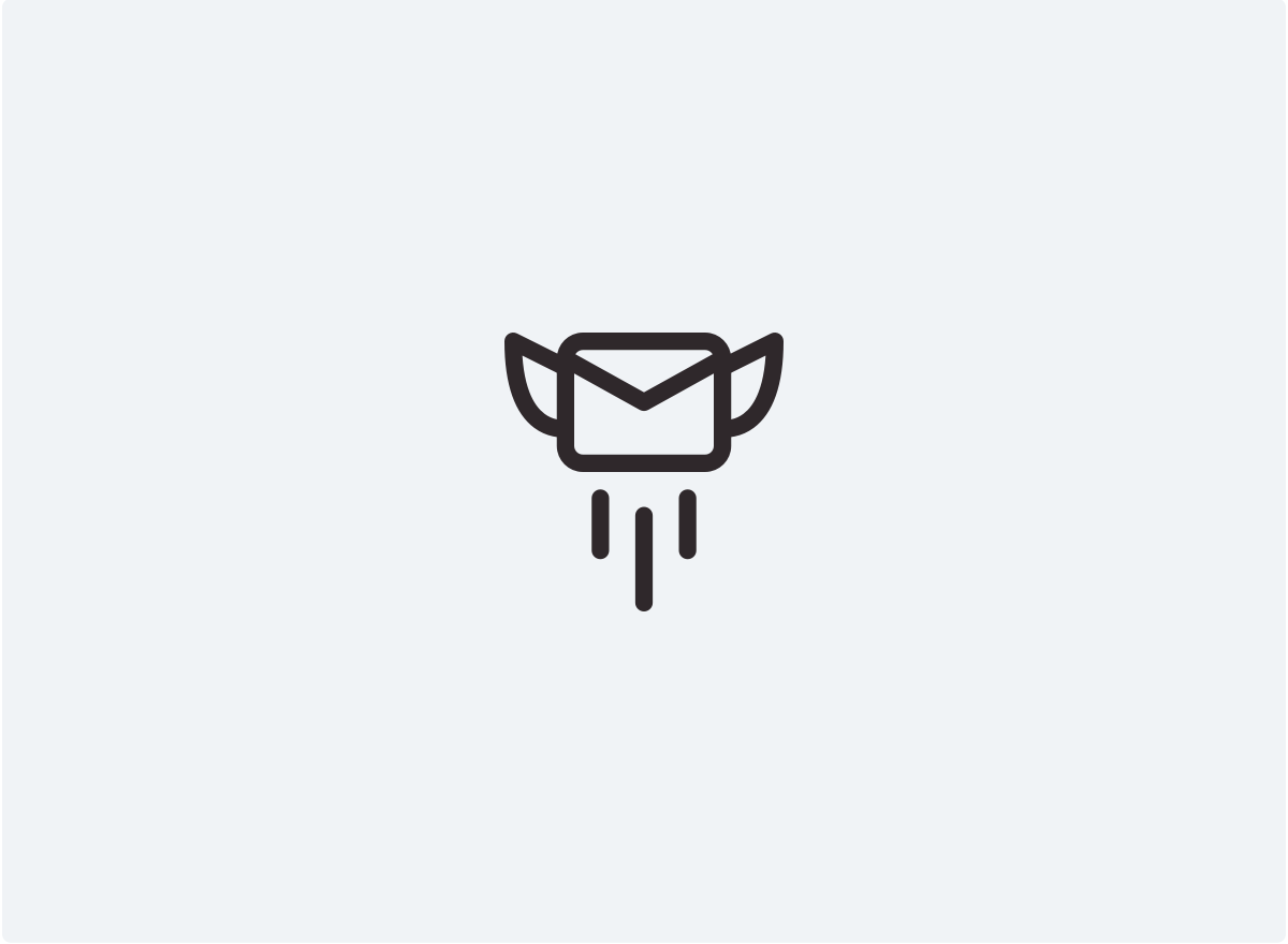 Mail icon with wings attached to both sides